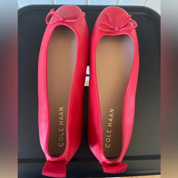 Cole Haan Red Leather Ballet Flats - Picture 2 of 5